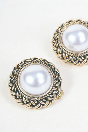 Carraig Donn Gold Rope Detail Faux Pearl Clip On Earrings