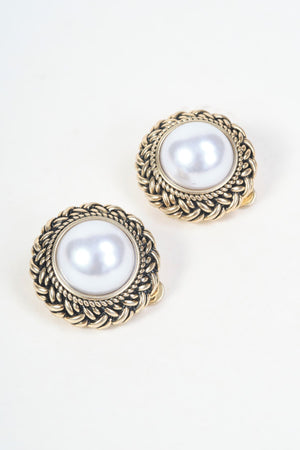 Carraig Donn Gold Rope Detail Faux Pearl Clip On Earrings