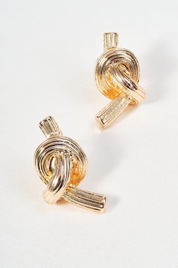 Carraig Donn Gold Rope Knot Textured Stud Earrings