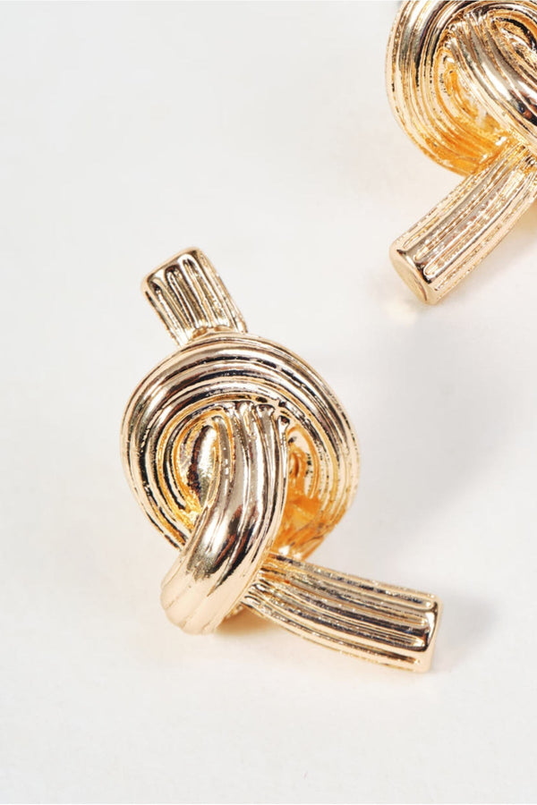 Carraig Donn Gold Rope Knot Textured Stud Earrings