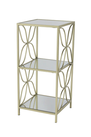 Carraig Donn Gold Ruby Mirrored Iron H77cm 3 Tier Shelving Unit