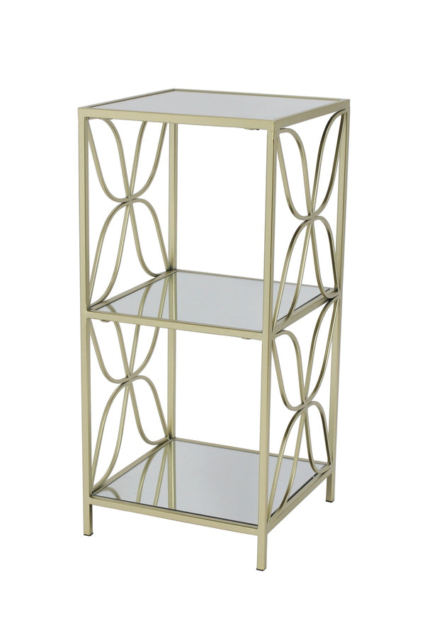 Carraig Donn Gold Ruby Mirrored Iron H77cm 3 Tier Shelving Unit