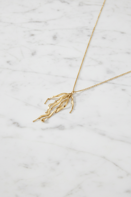 Gold Seaweed Pendant Necklace