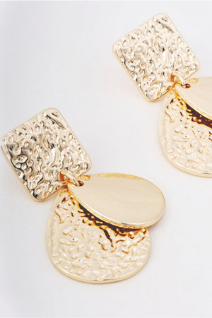 Carraig Donn Gold Square & Teardrop Hammered Effect Double Drop Earrings