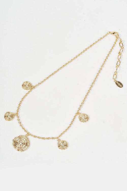 Gold Swirl Disc Charm Necklace