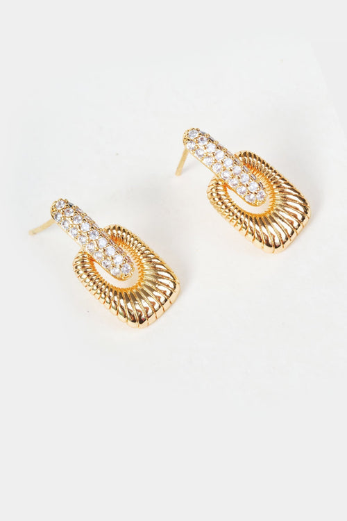 Gold Textured Diamante Earring