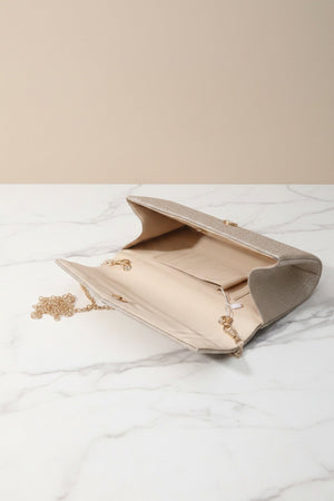 Carraig Donn Gold Textured Glitter Envelope Clutch Bag