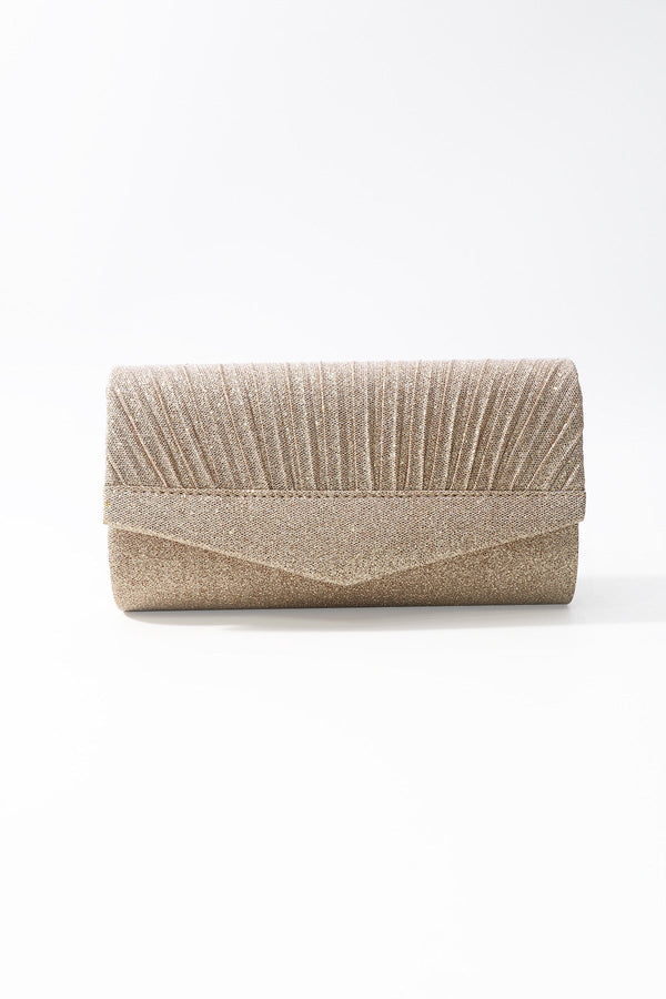 Carraig Donn Gold Textured Glitter Envelope Clutch Bag
