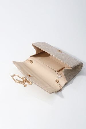 Carraig Donn Gold Textured Glitter Envelope Clutch Bag