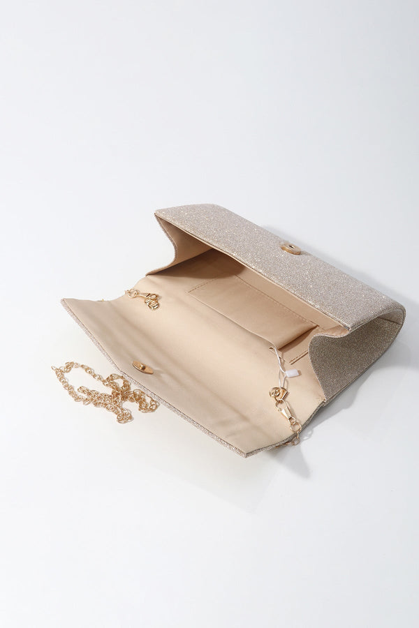 Carraig Donn Gold Textured Glitter Envelope Clutch Bag