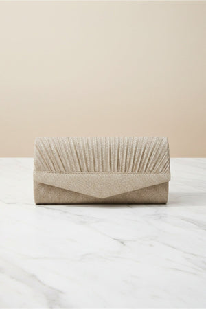 Carraig Donn Gold Textured Glitter Envelope Clutch Bag