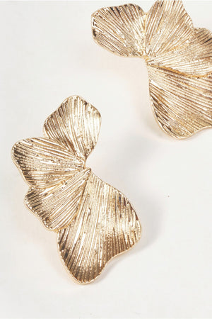 Carraig Donn Gold Textured Leaf Casting Stud Earrings