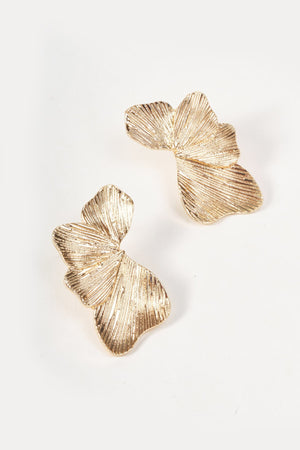 Carraig Donn Gold Textured Leaf Casting Stud Earrings