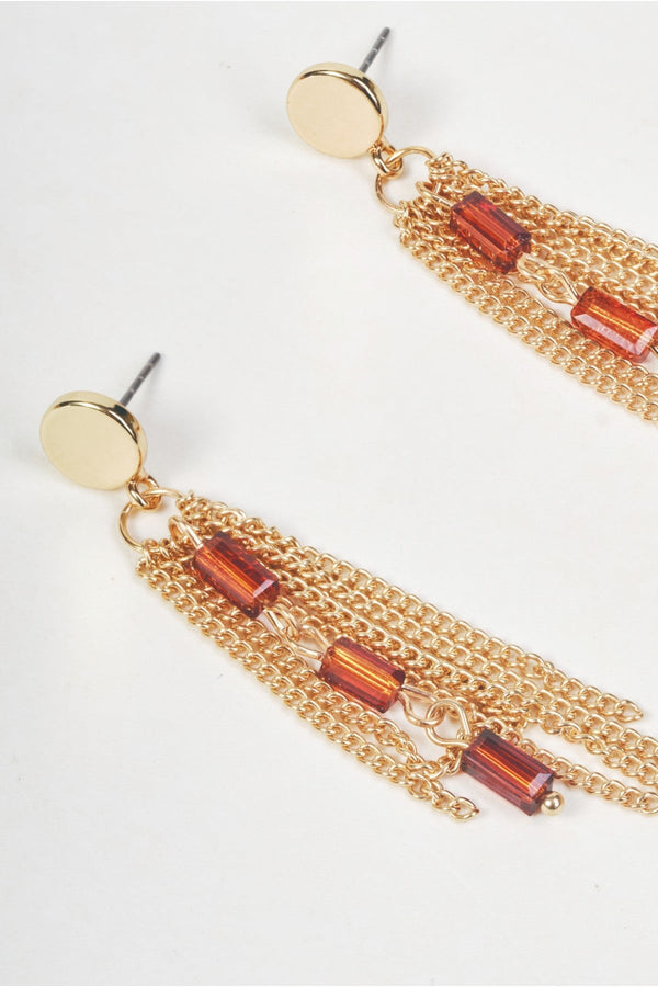 Carraig Donn Gold & Topaz Beaded Tassel Drop Earrings