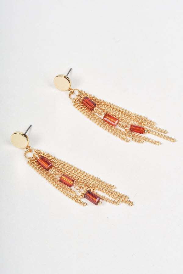 Carraig Donn Gold & Topaz Beaded Tassel Drop Earrings