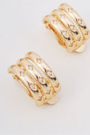 Carraig Donn Gold Triple Loop Clip On Hoop Earrings