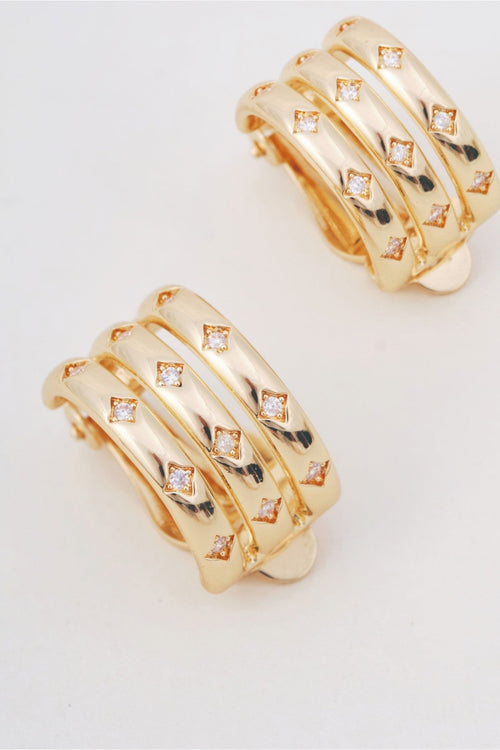 Carraig Donn Gold Triple Loop Clip On Hoop Earrings