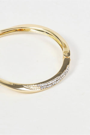 Carraig Donn Gold Twist Clear Rhinestone Micro Pave Setting Bangle Bracelet