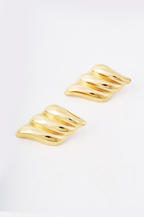Gold Twisted Wing Chunky Stud Earrings