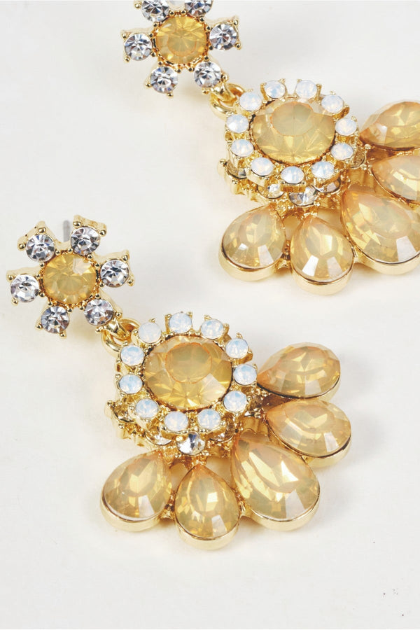 Carraig Donn Gold & Yellow Stone Floral Drop Earrings
