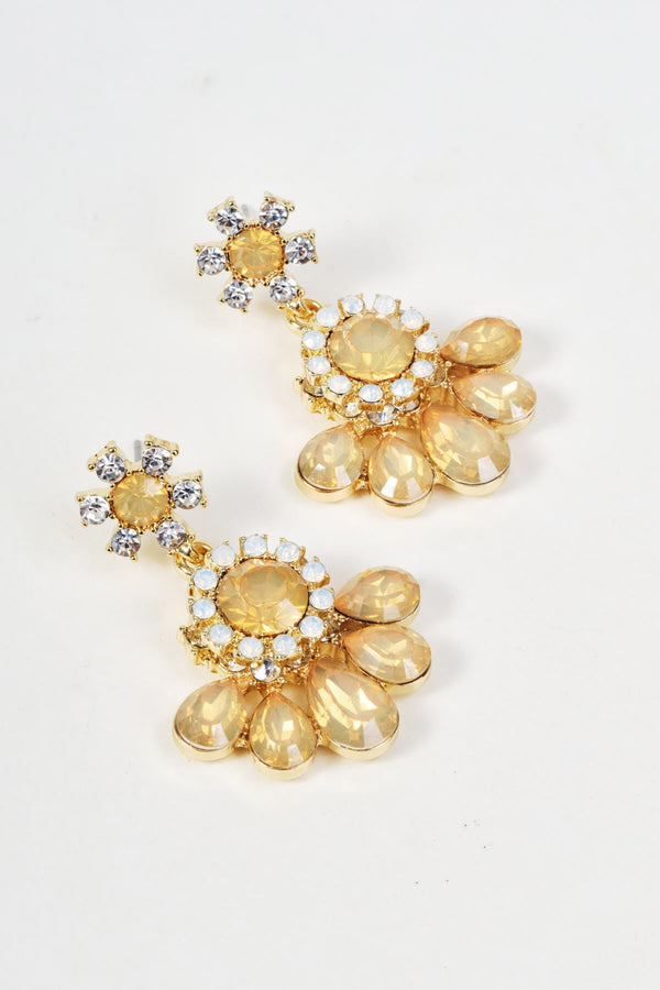 Carraig Donn Gold & Yellow Stone Floral Drop Earrings