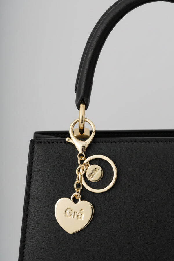Gold Heart "Gra" Handbag Charm Keyring