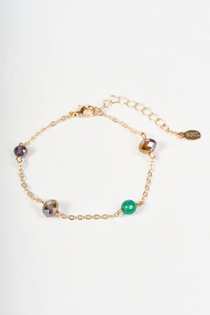 Carraig Donn Green & Brown Beaded Gold Station Bracelet
