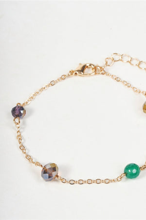 Carraig Donn Green & Brown Beaded Gold Station Bracelet