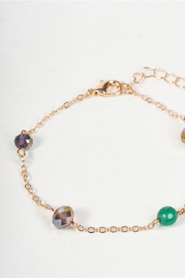Carraig Donn Green & Brown Beaded Gold Station Bracelet