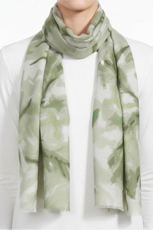 Carraig Donn Green Butterfly Print Viscose Scarf