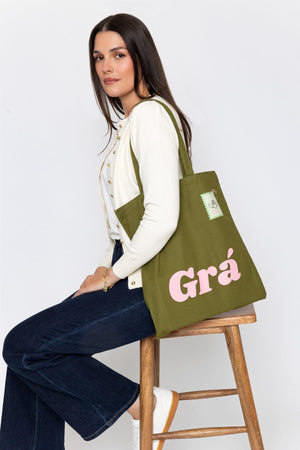 Carraig Donn Green Canvas "Grá" Print Tote Bag