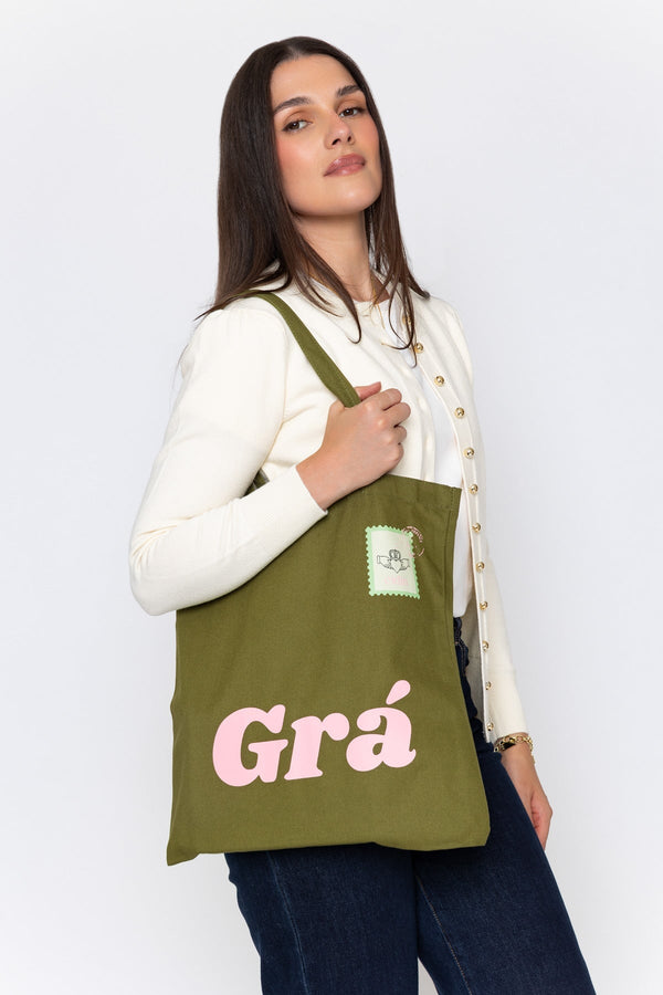 Carraig Donn Green Canvas "Grá" Print Tote Bag