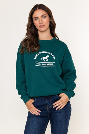 Carraig Donn Green Cotton Blend Equestrian Sports Club Sweatshirt