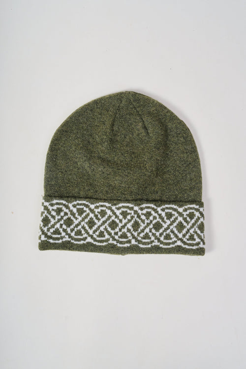 Green & Cream Knit Celtic Knot Design Hat