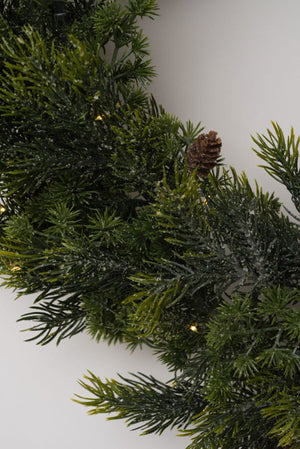 Carraig Donn Green Faux Pine LED Christmas Wreath