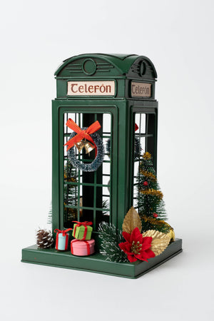 Carraig Donn Green Metal Irish Telephone Box Christmas Decoration