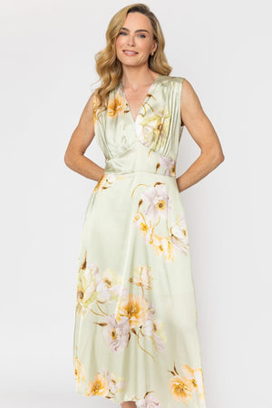 Carraig Donn Green Print Sleeveless Cliodhna Midi Dress