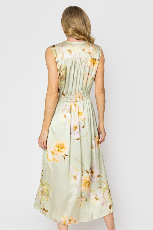 Carraig Donn Green Print Sleeveless Cliodhna Midi Dress