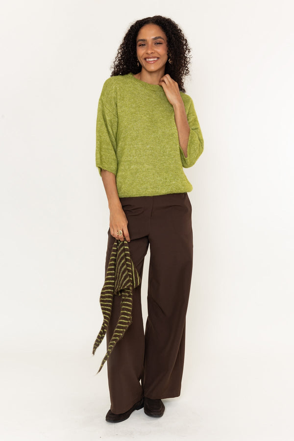 Carraig Donn Green Scarf Detail Short Sleeve Knit Jumper