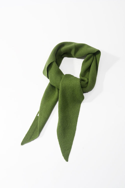 Green Viscose Wool Blend Neckerchief Triangle Scarf