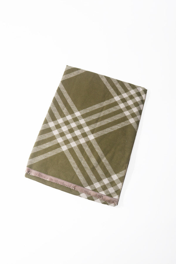 Carraig Donn Green & White Plaid Viscose Scarf
