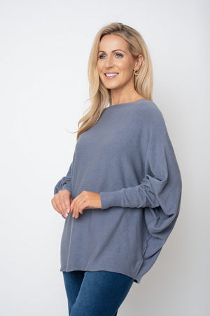 Carraig Donn Grey Batwing Boat Neck Knit Jumper