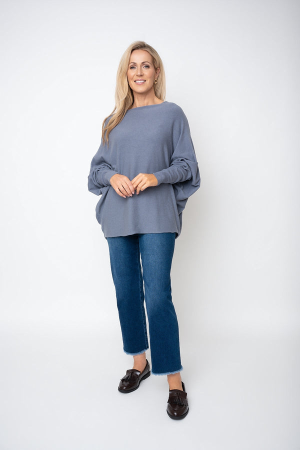 Carraig Donn Grey Batwing Boat Neck Knit Jumper