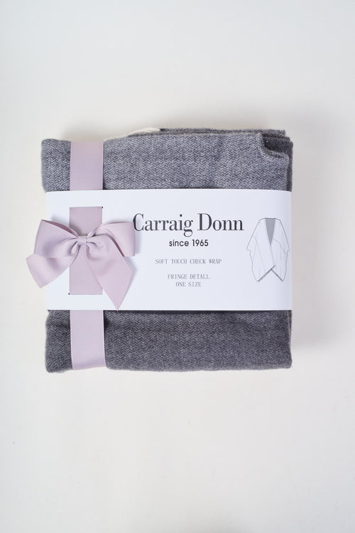 Grey & Black Soft Touch Check Wrap Poncho