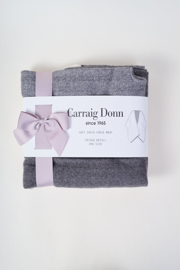 Carraig Donn Grey & Black Soft Touch Check Wrap Poncho