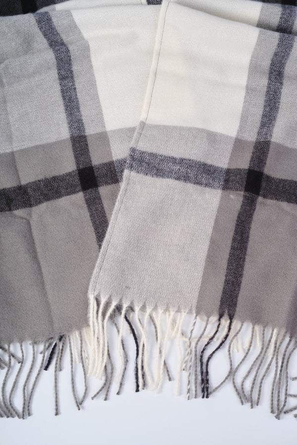 Carraig Donn Grey & Black Soft Touch Check Wrap Poncho