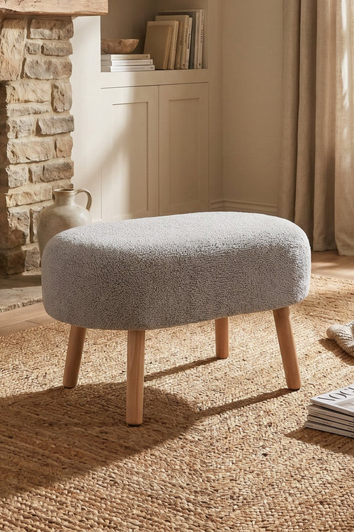 Grey Boucle Stool With Legs