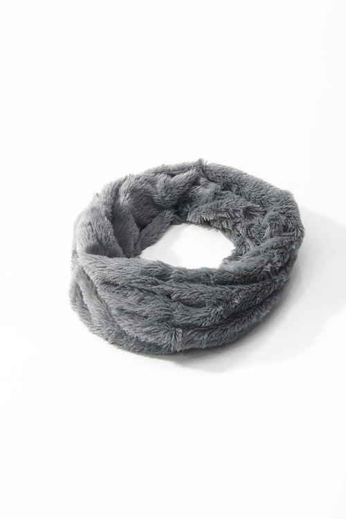 Grey Faux Fur Snood Scarf