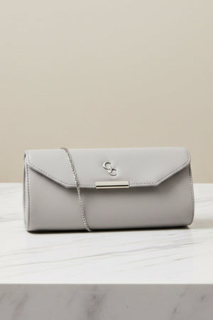 Carraig Donn Grey Faux Leather Envelope Clutch Bag