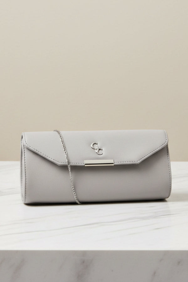 Carraig Donn Grey Faux Leather Envelope Clutch Bag